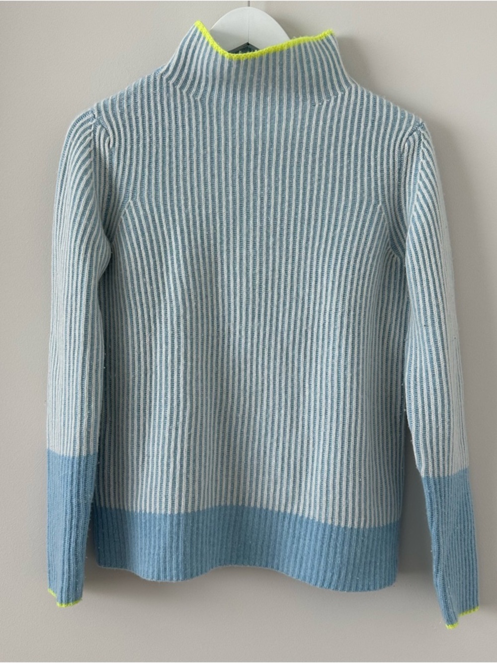 Kinross Cashmere Sweated Blue White Striped Colorful Long Sleeve Top Size Small